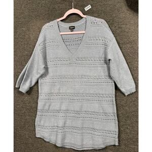 Torrid Blue Grey Mix Stitch Long Tunic Sweater 3/4 Sleeve Women's Plus Size 1X